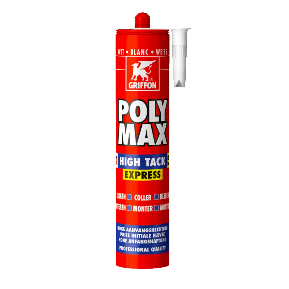 Colle POLY MAX HIGH TACK EXPRESS cartouche 435g blanc GRIFFON