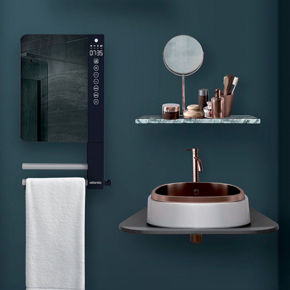 Sèche-serviette ATLANTIC Soufflant Gris avec barres et miroir 1800W TELIA