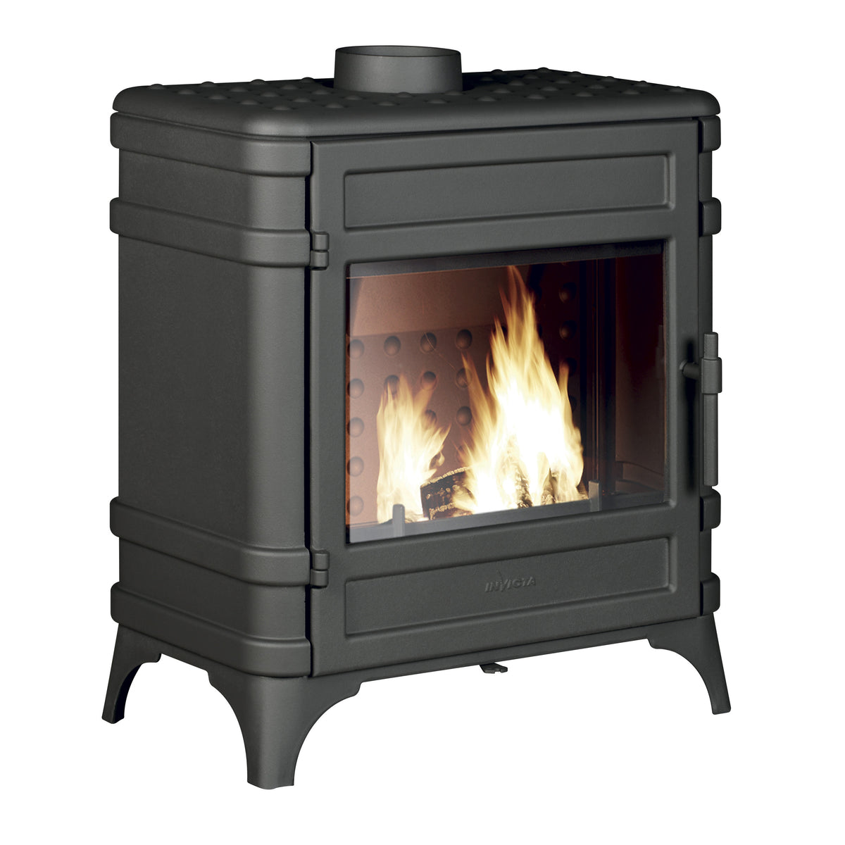 Invicta Poêle à bois fonte Siam anthracite flamme verte raccordable (65 à 145m²) - 12kw - Mister PRO