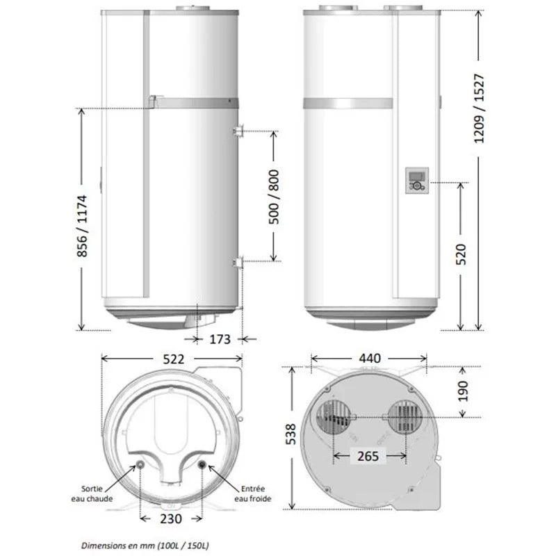 THERMOR Chauffe-eau thermodynamique AEROMAX 5 vertical mural blanc