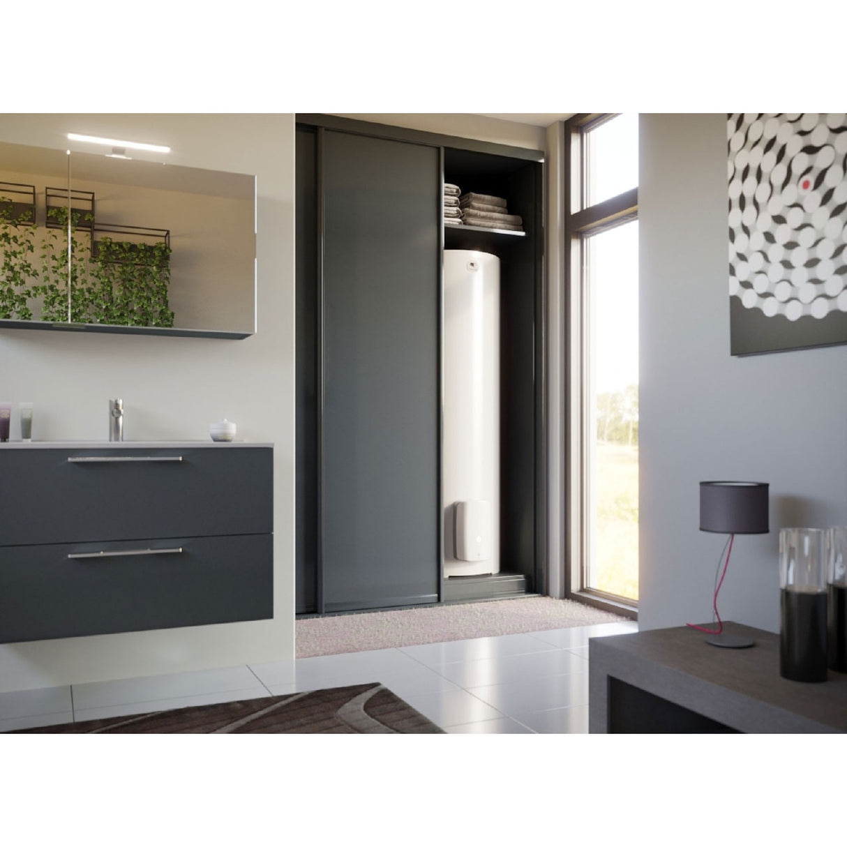 THERMOR Chauffe-eau ACI hybride vertical sur socle mono DURALIS blanc