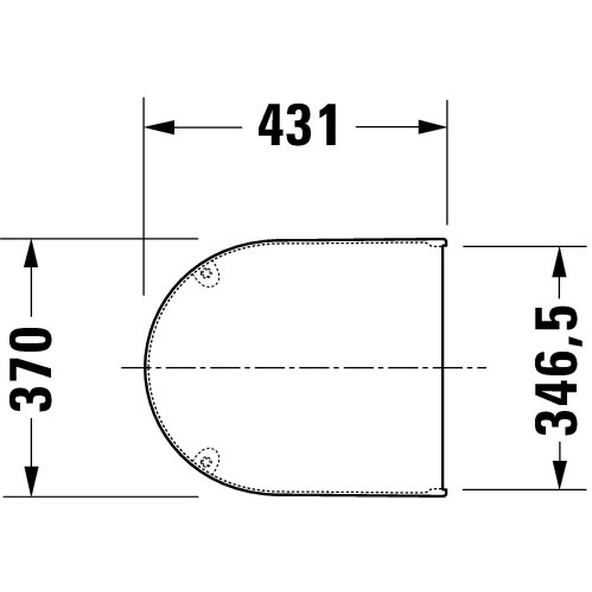 Schéma technique abattant WC Grohe, blanc, dimensions 431x370x346,5 mm