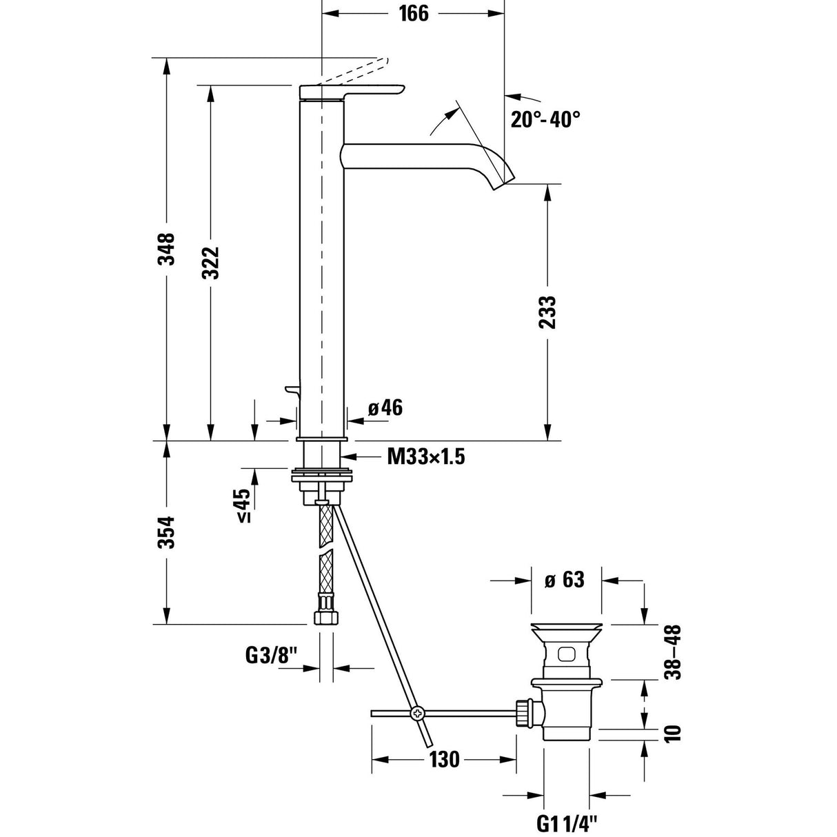 DURAVIT Mitigeur de lavabo chromé sans vidage C.1