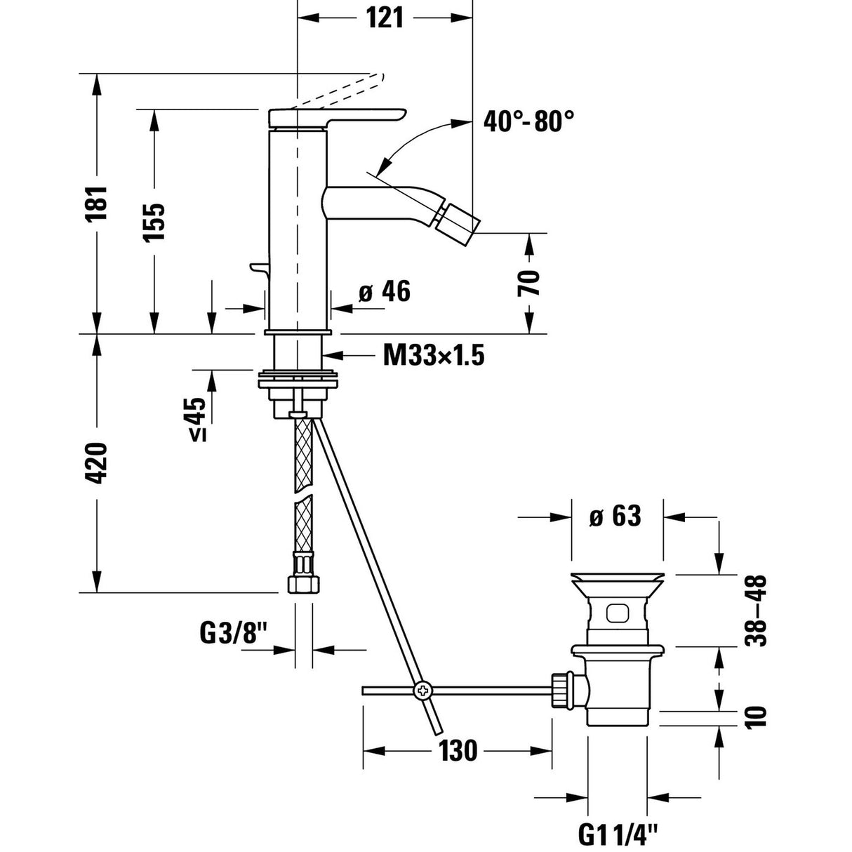 DURAVIT Mitigeur de bidet C.1 C12400001010