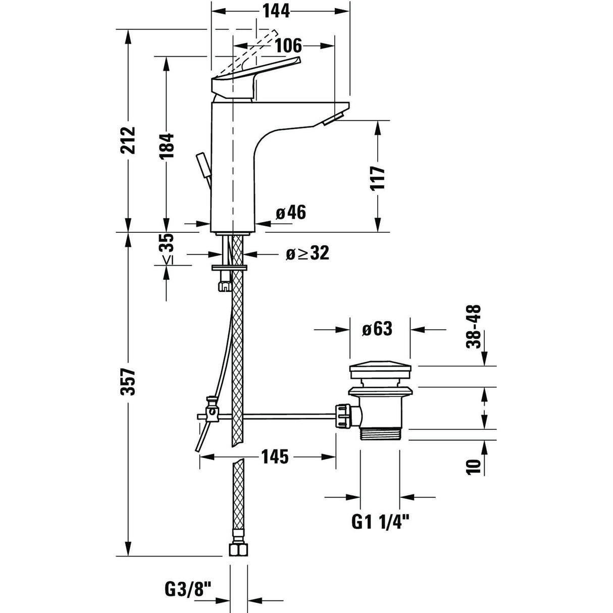 DURAVIT Mitigeur de lavabo chromé avec vidage DuraStyle