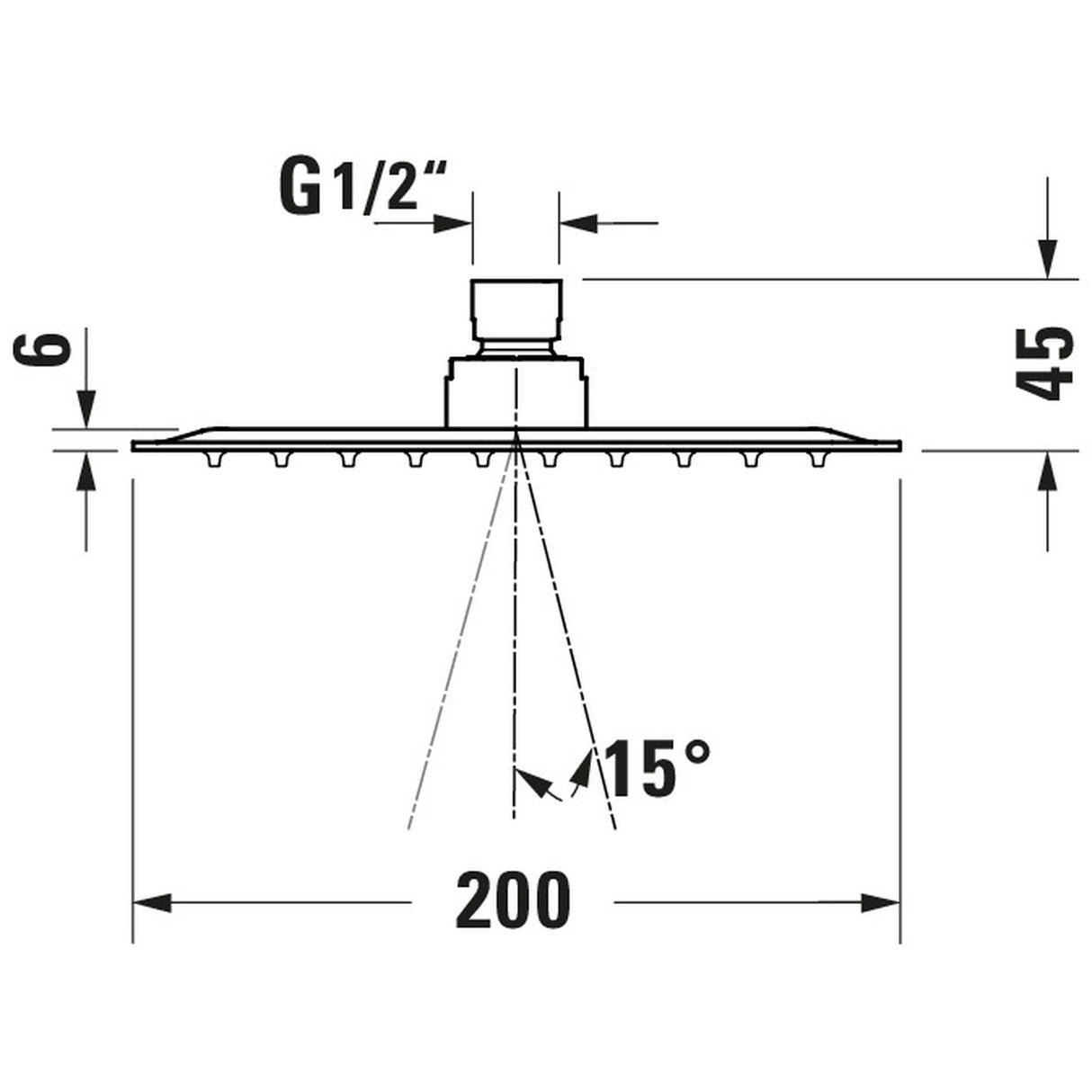 DURAVIT Douche de tête carrée 1 jet 20 cm