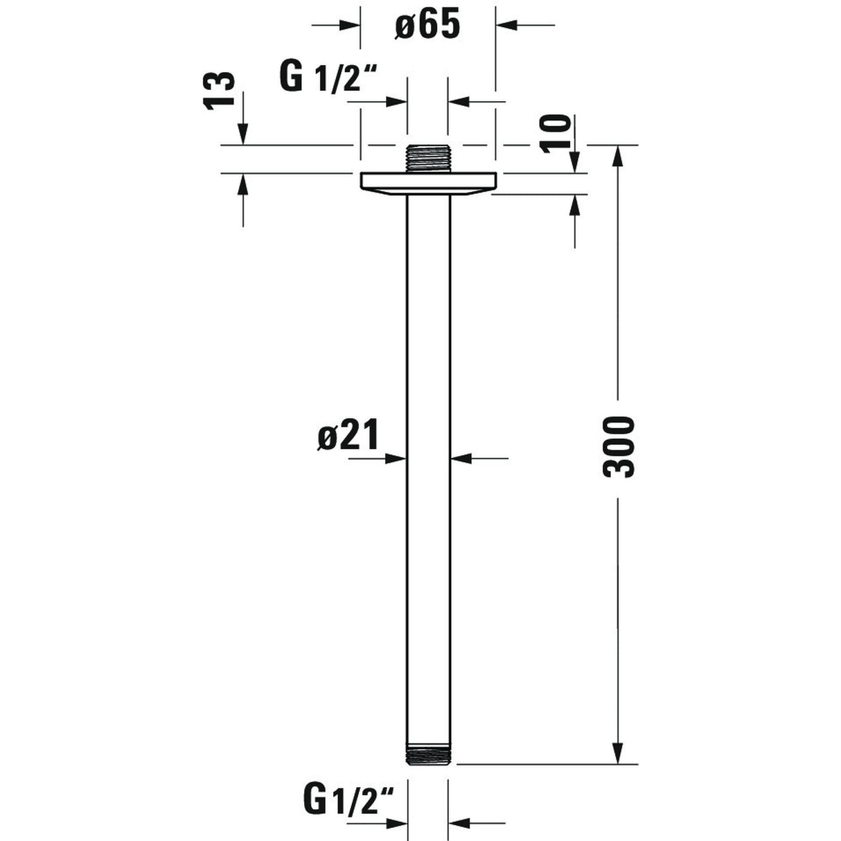 DURAVIT Bras de douche montage plafond 30 cm