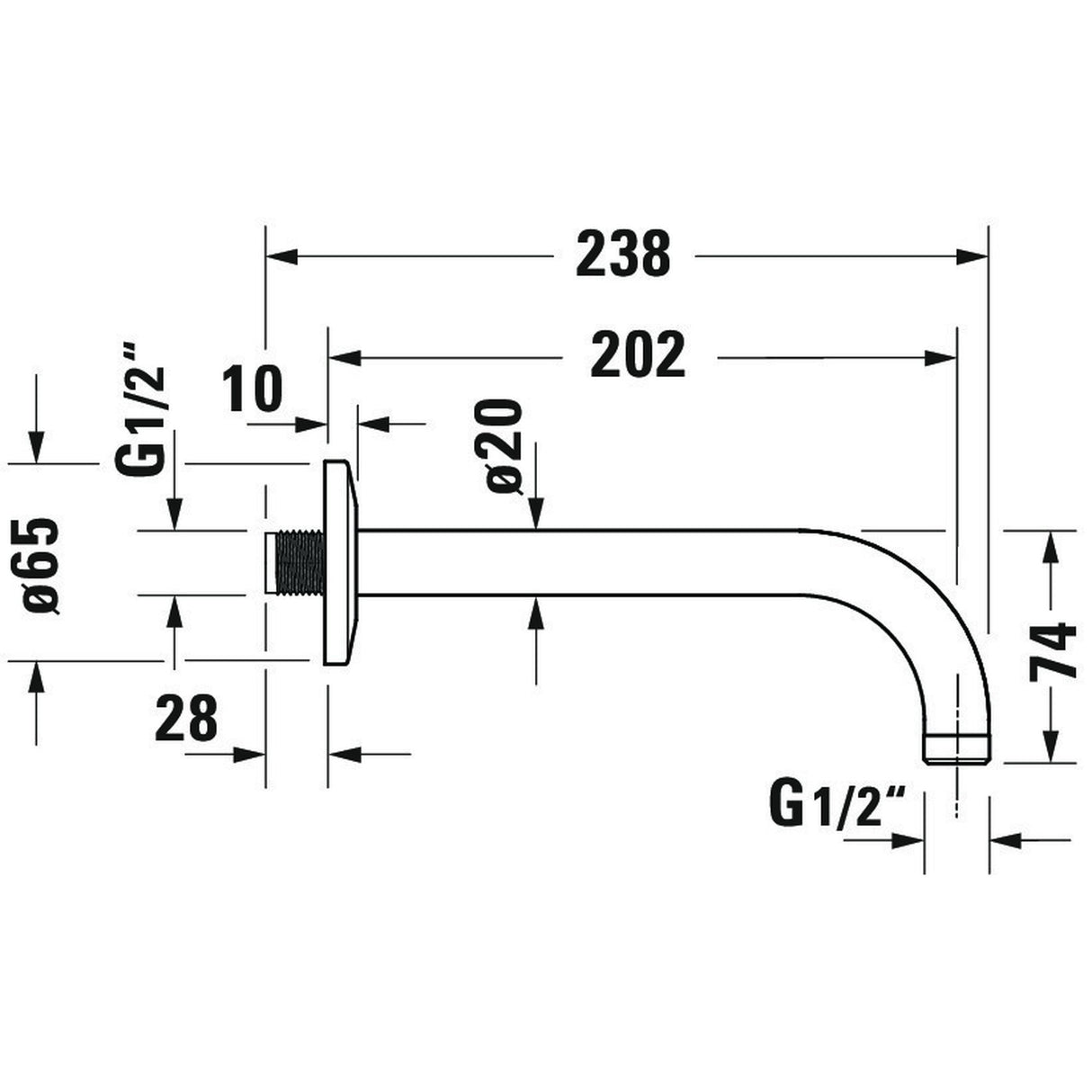 DURAVIT Bras de douche montage mural 20 cm