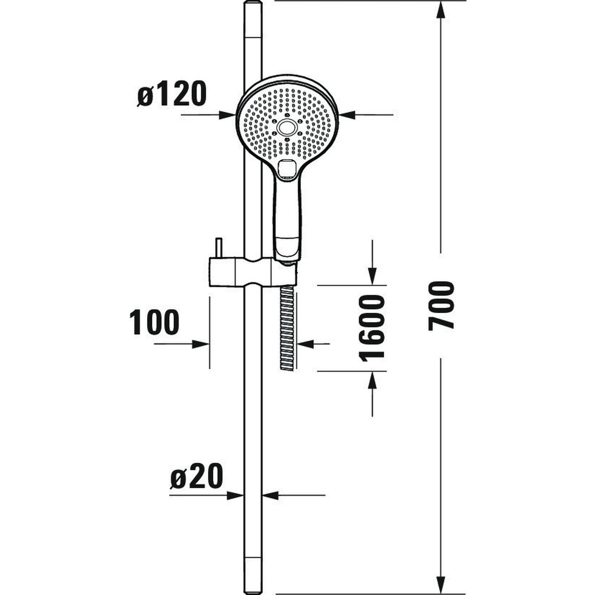 DURAVIT Set de douche 70 cm 3 jets Click!