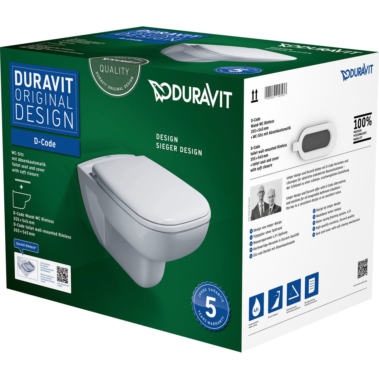 DURAVIT Pack WC suspendu avec abattant D-Code 45700900A1
