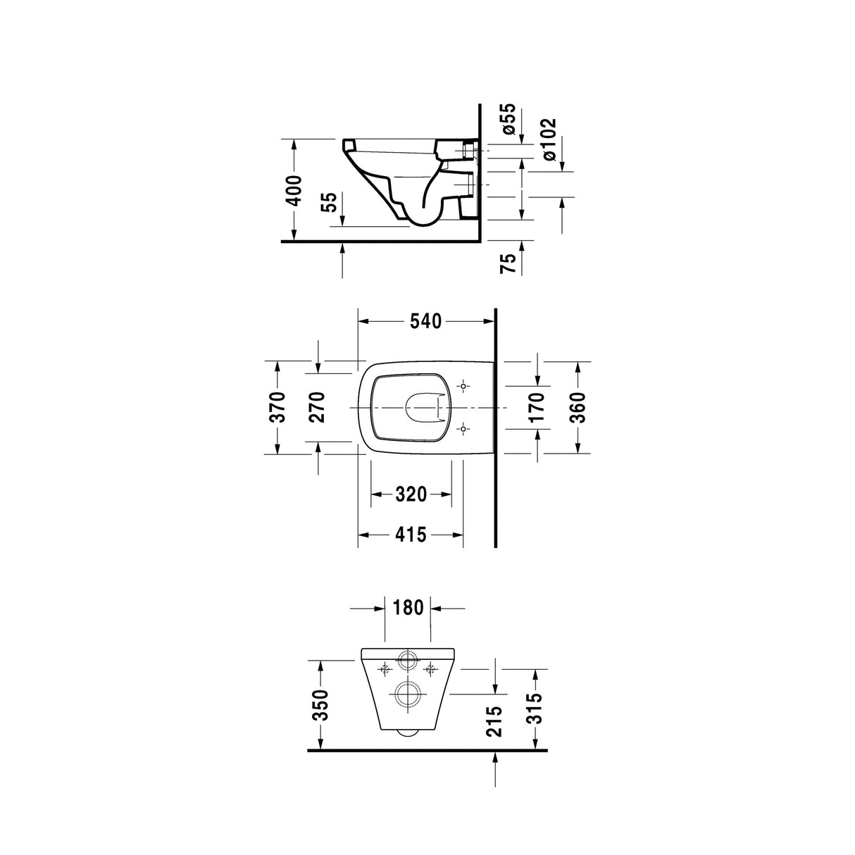 DURAVIT Pack WC suspendu avec abattant et système de fixation DuraStyle 45520900A1