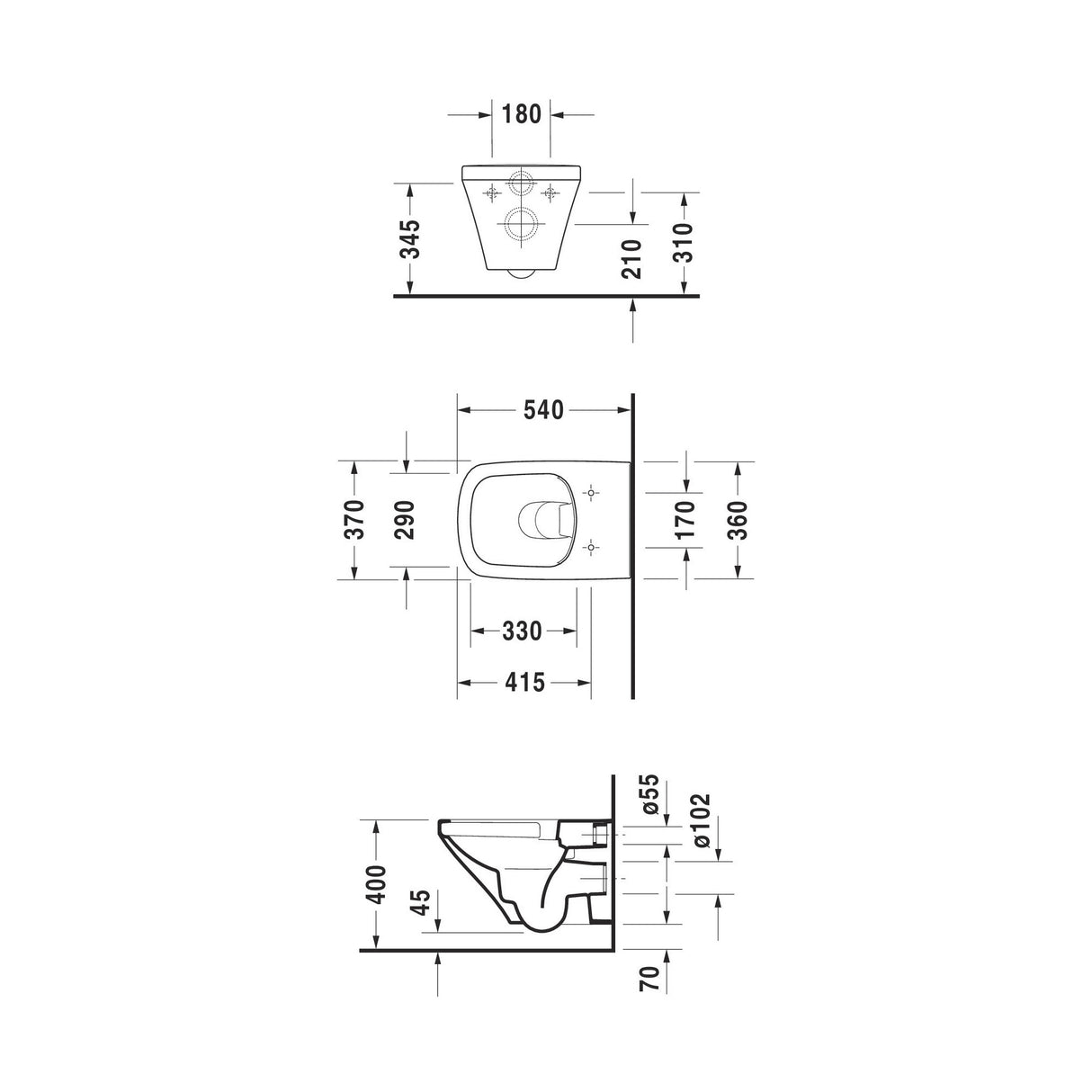 DURAVIT Pack WC suspendu avec abattant et système de fixation DuraStyle 45510900A1