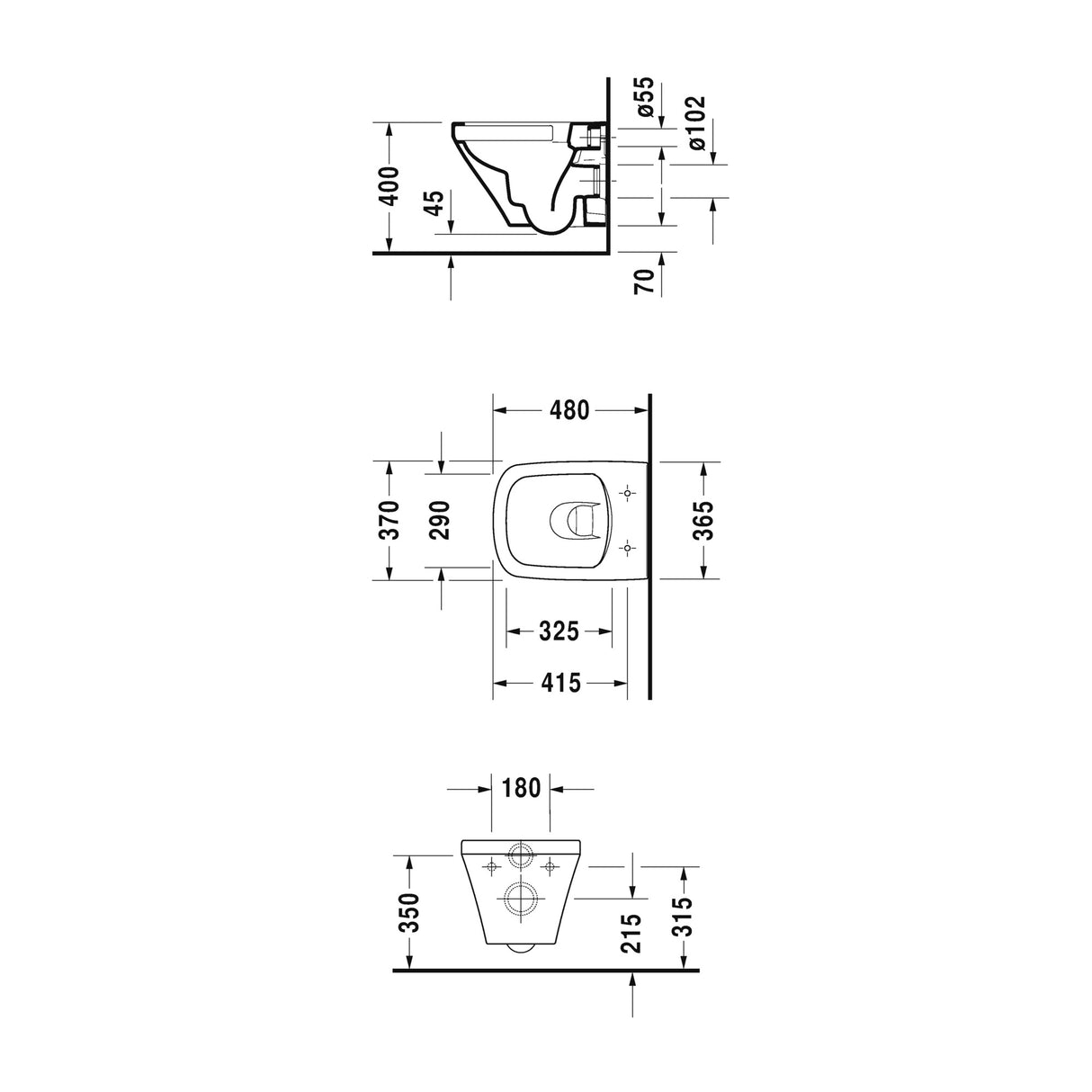 DURAVIT Pack WC suspendu avec abattant et système de fixation DuraStyle 45710900A1