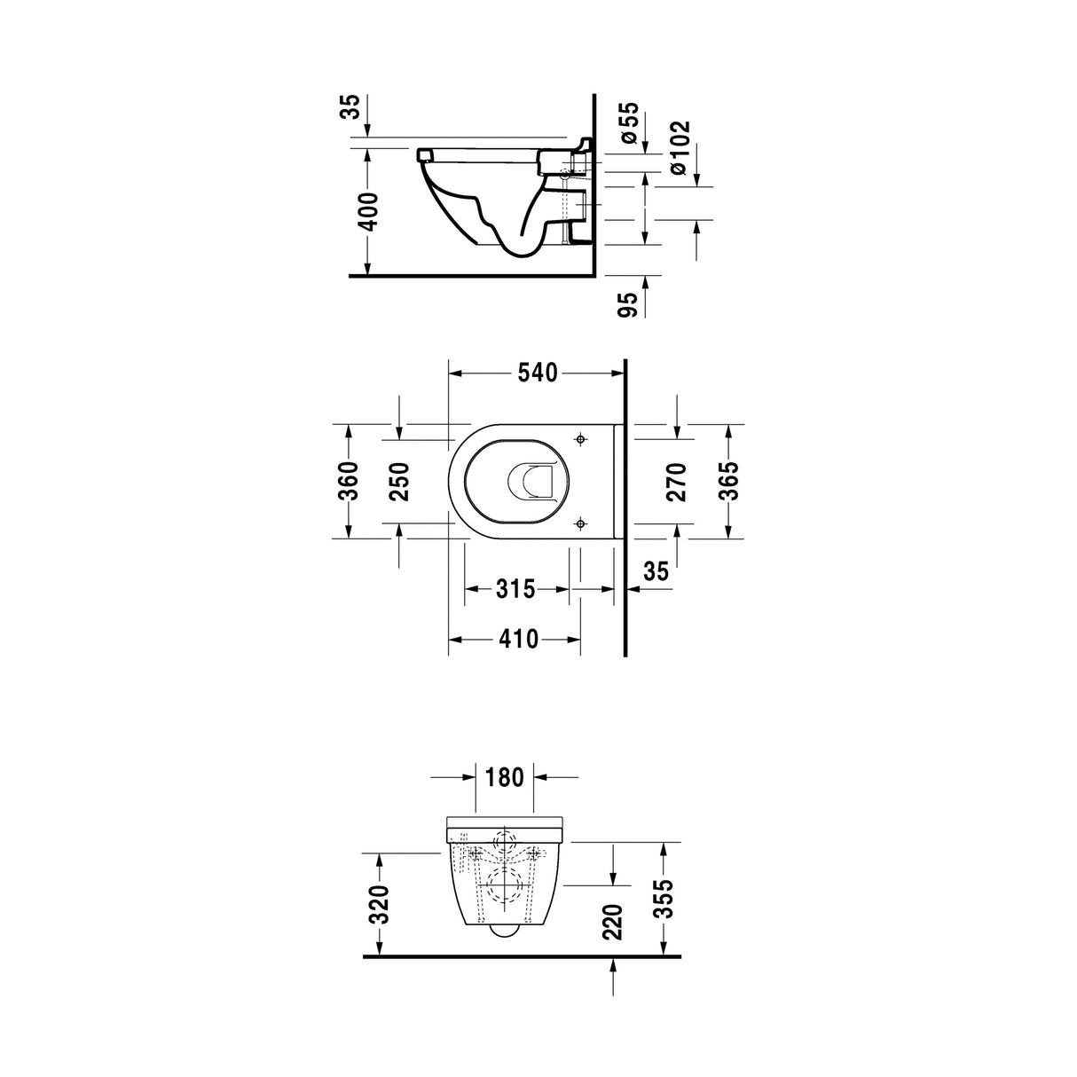 DURAVIT Pack WC suspendu avec abattant et système de fixation Starck 3 42250900A1