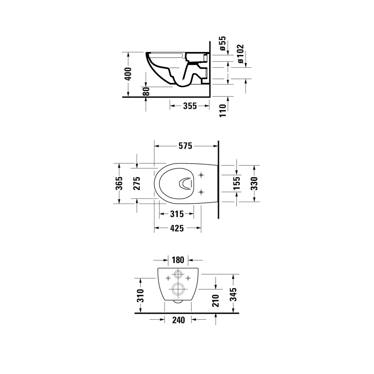 DURAVIT Pack WC suspendu avec abattant et système de fixation Architec 45720900A1