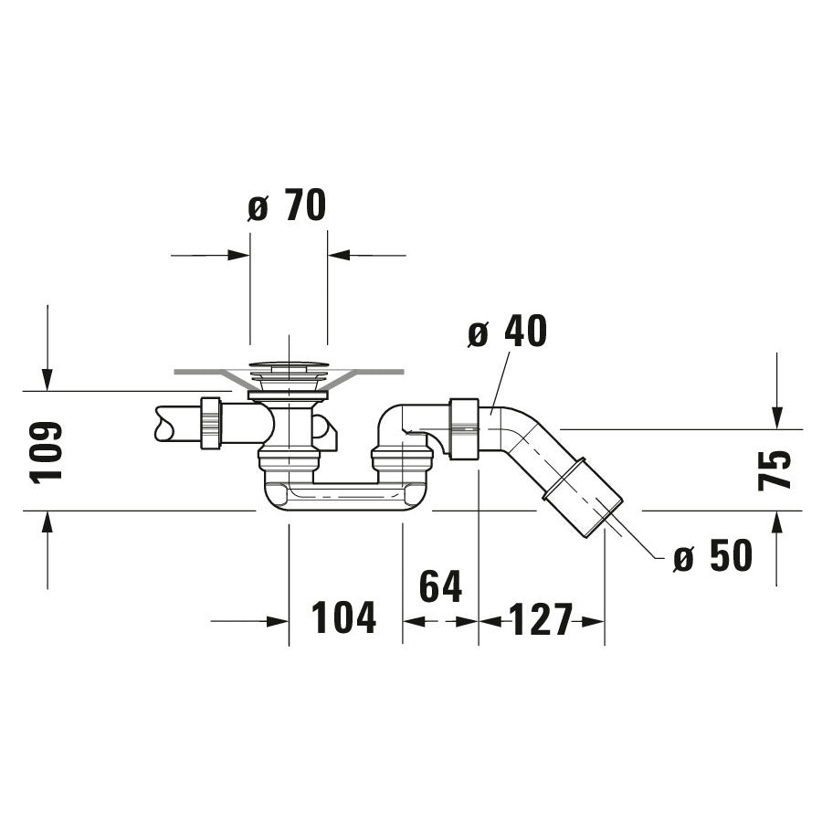 DURAVIT Vidage de baignoire 53cm avec trop-plein D-code 790225000001000