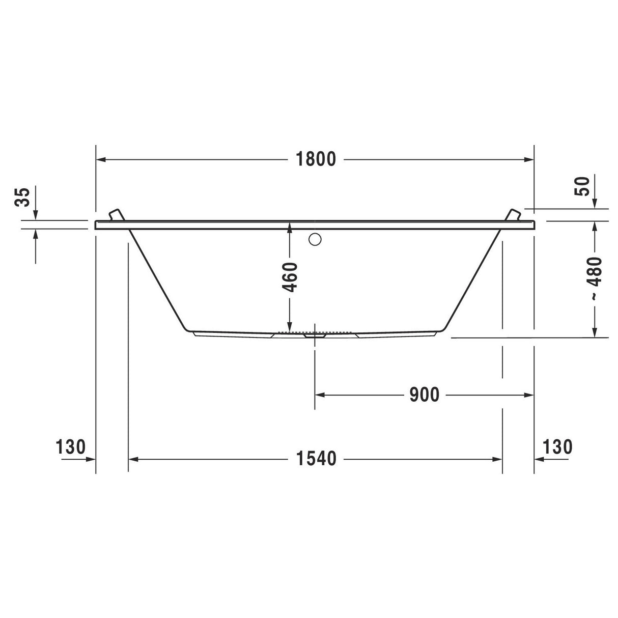 DURAVIT Baignoire rectangulaire en acrylique 2 dossiers Starck
