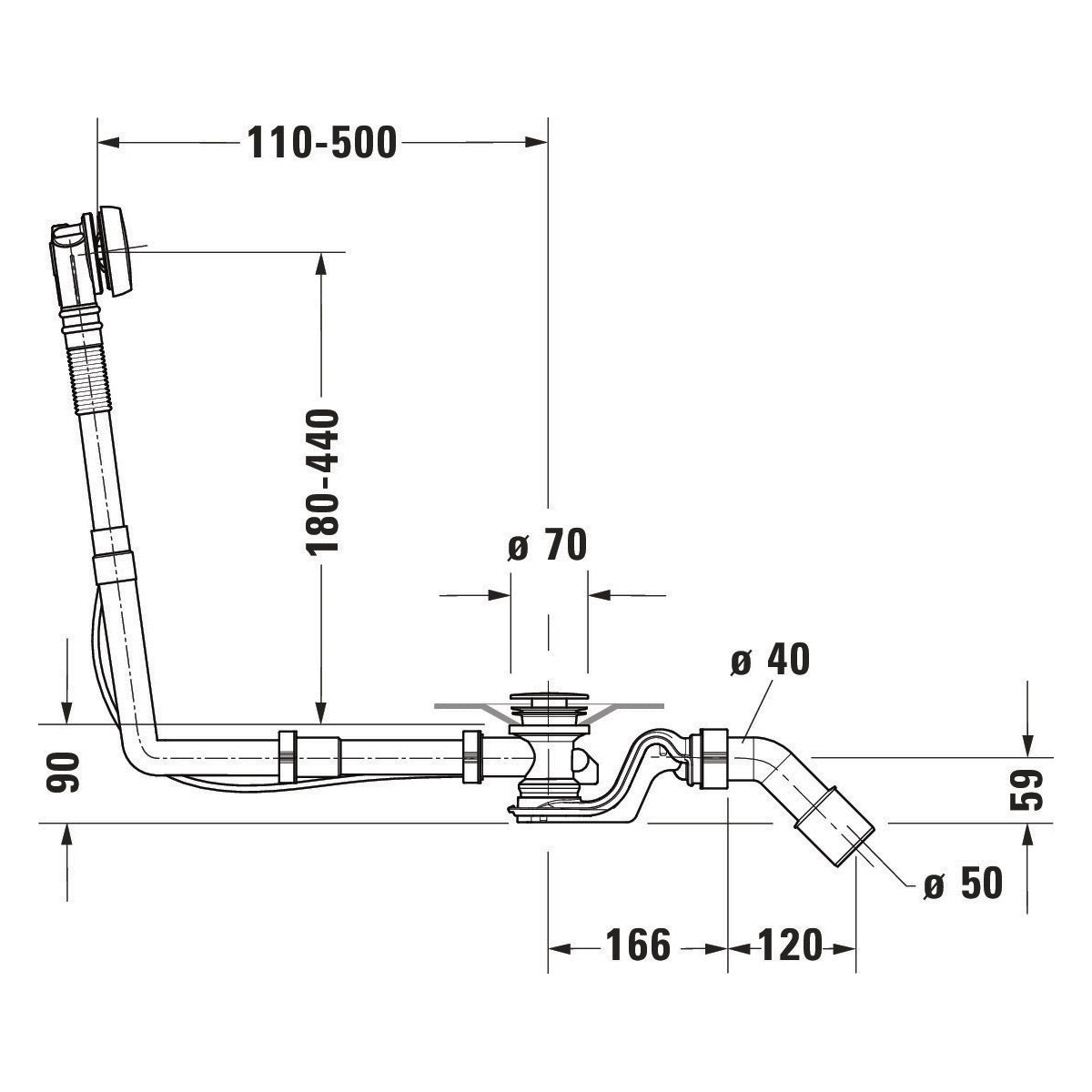 Duravit Vidage de baignoire avec trop-plein Universal