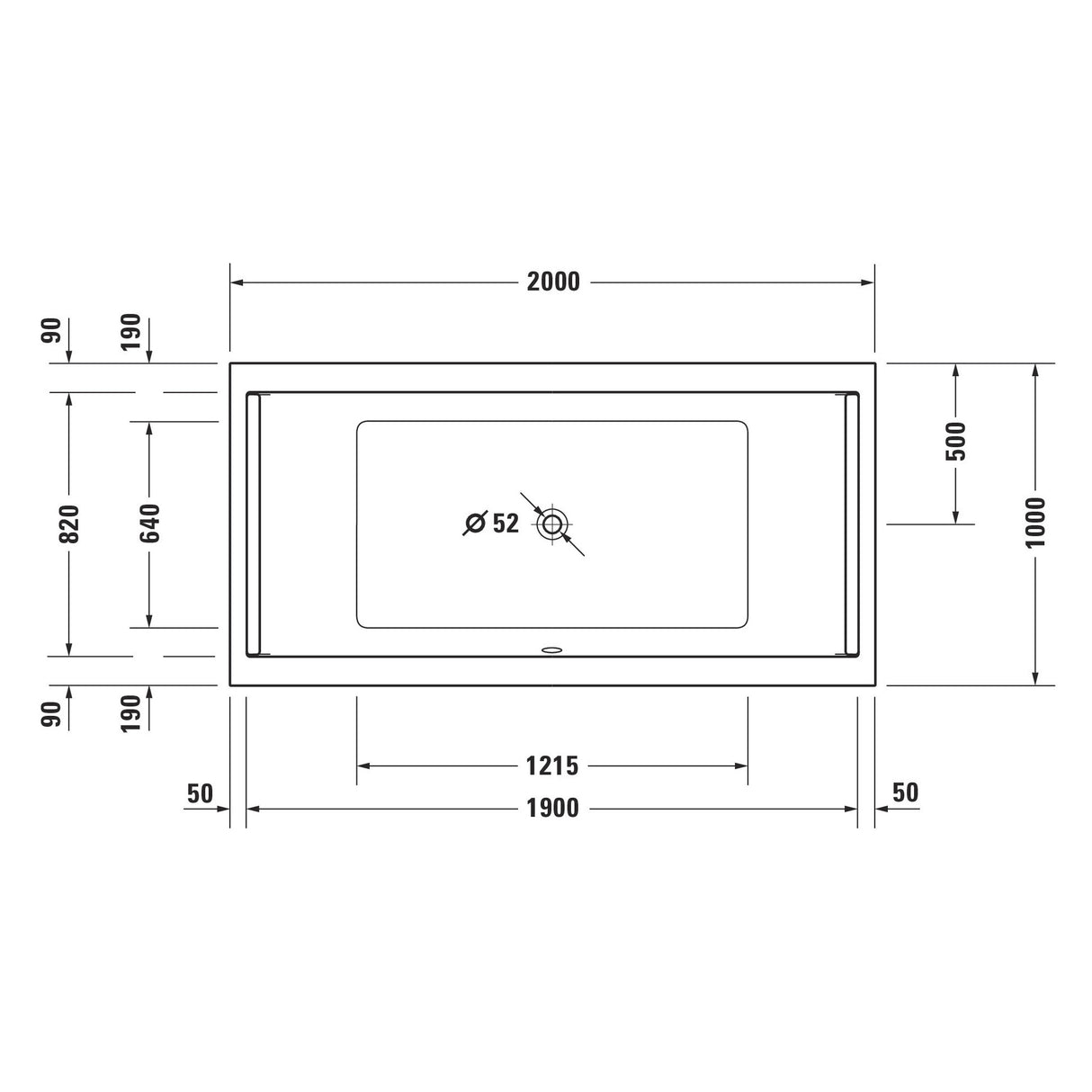 DURAVIT Baignoire rectangulaire en acrylique 2 dossiers Starck