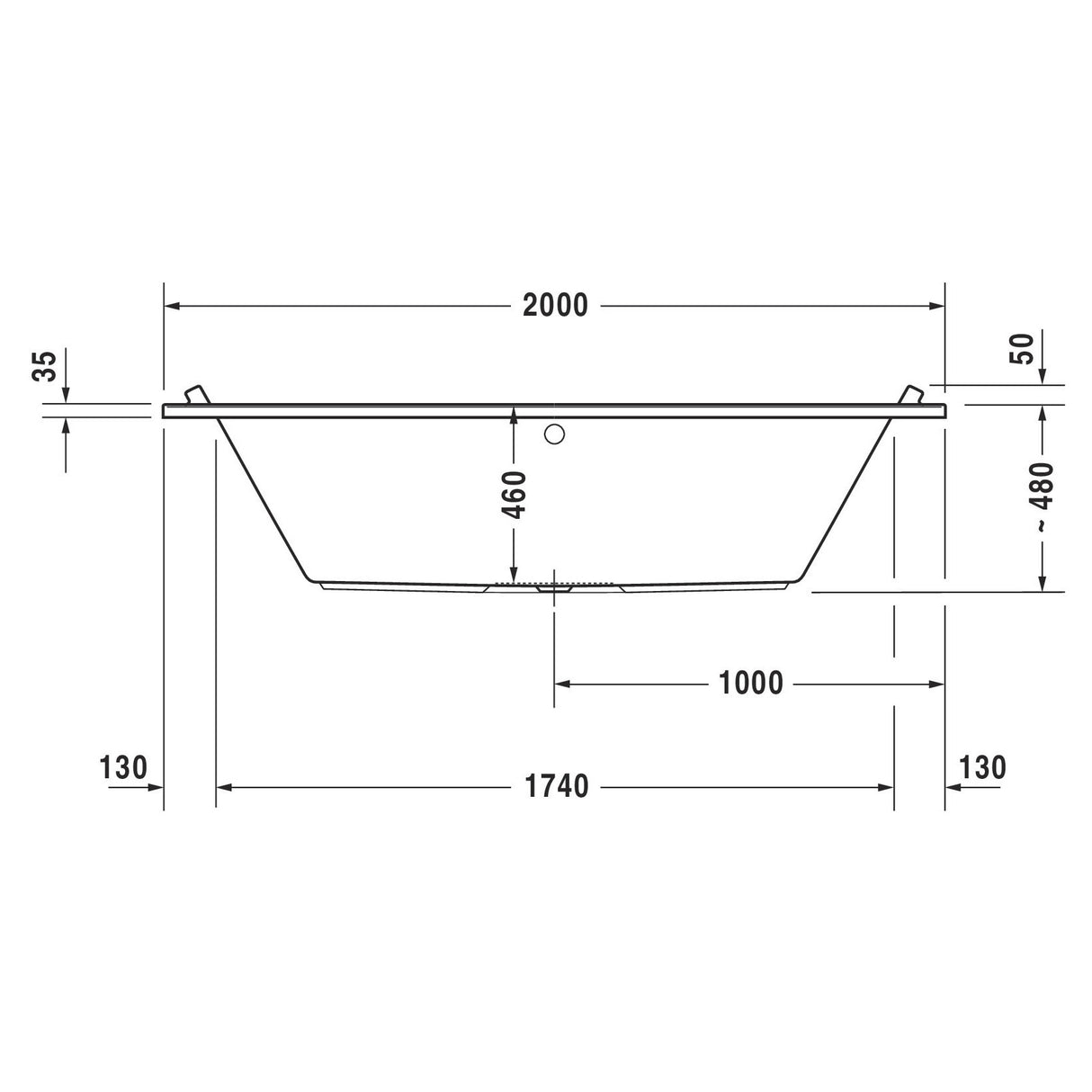 DURAVIT Baignoire rectangulaire en acrylique 2 dossiers Starck
