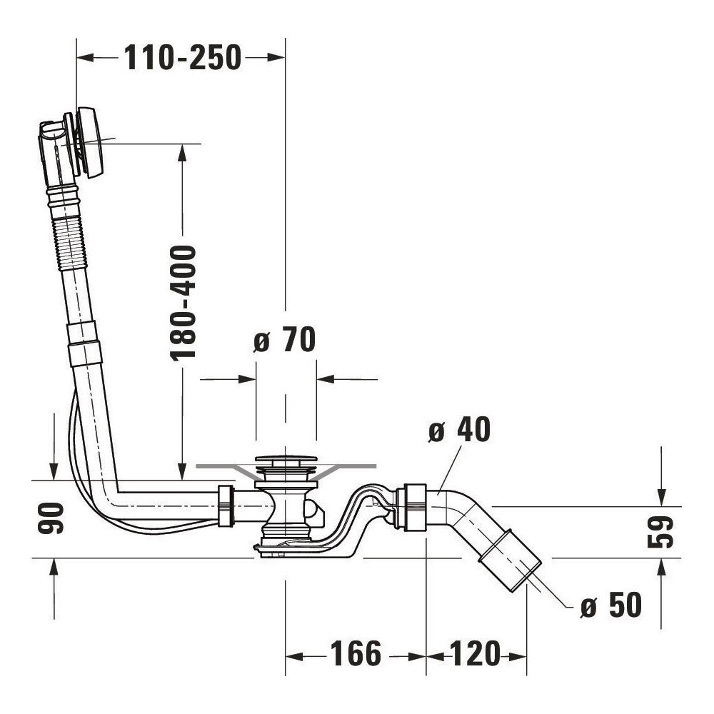 Duravit Vidage de baignoire avec trop-plein Universal 792200000001000