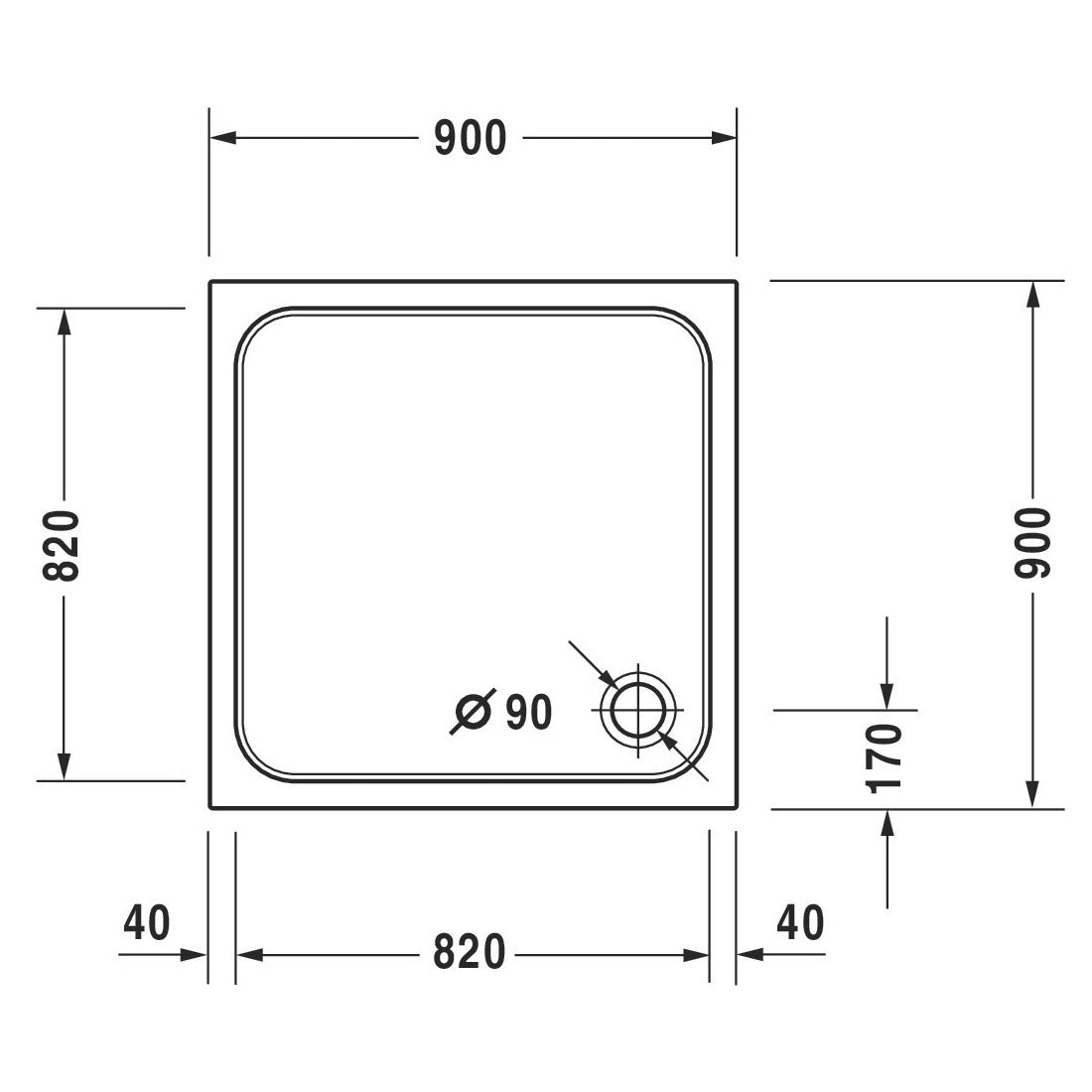 DURAVIT Receveur de douche en acrylique D-code