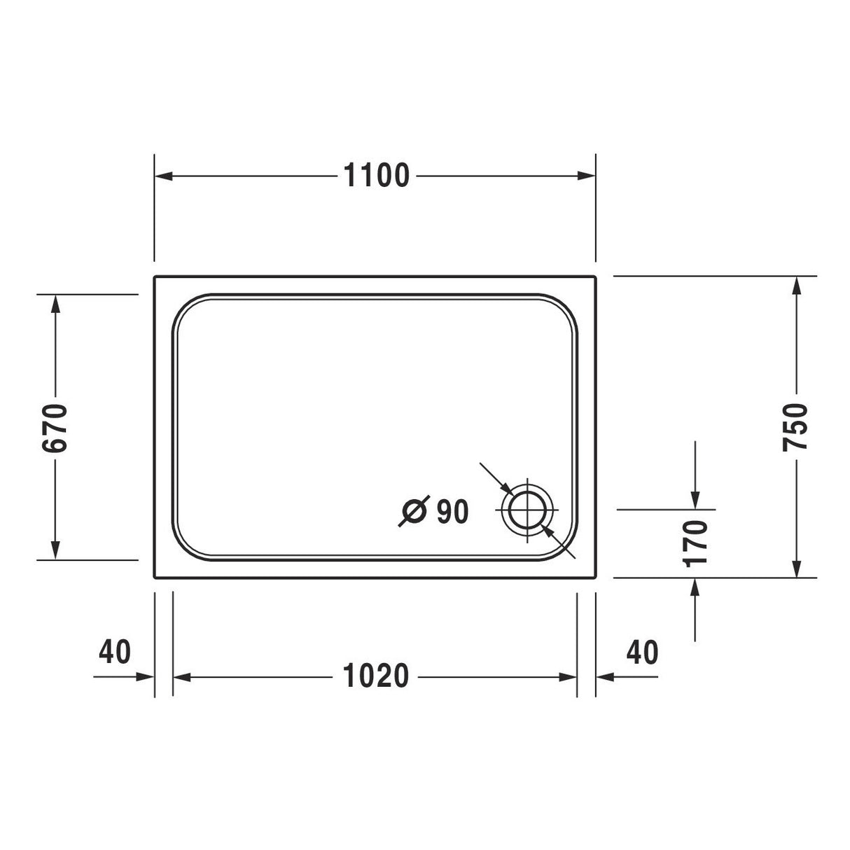 DURAVIT Receveur de douche en acrylique D-code