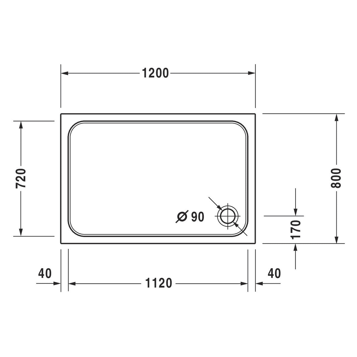 DURAVIT Receveur de douche en acrylique D-code