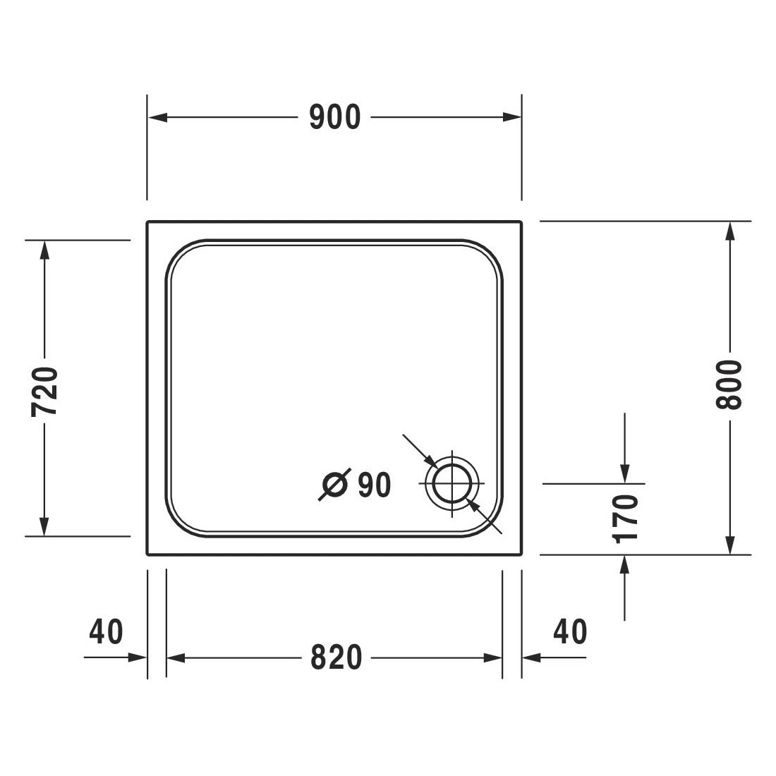 DURAVIT Receveur de douche en acrylique D-code