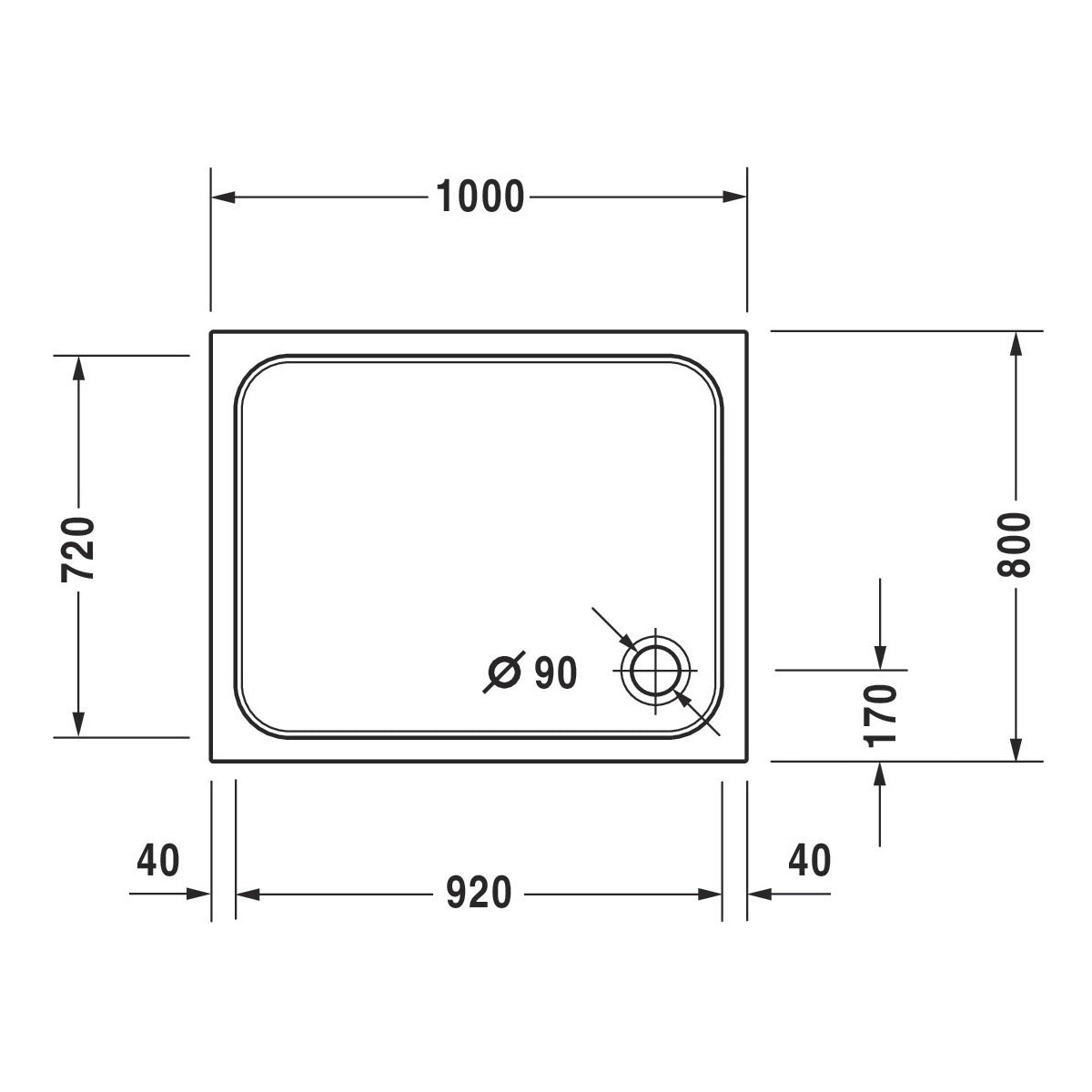 DURAVIT Receveur de douche en acrylique D-code
