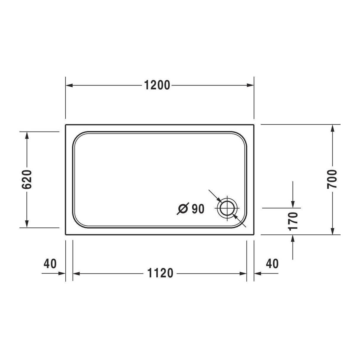 DURAVIT Receveur de douche en acrylique D-code