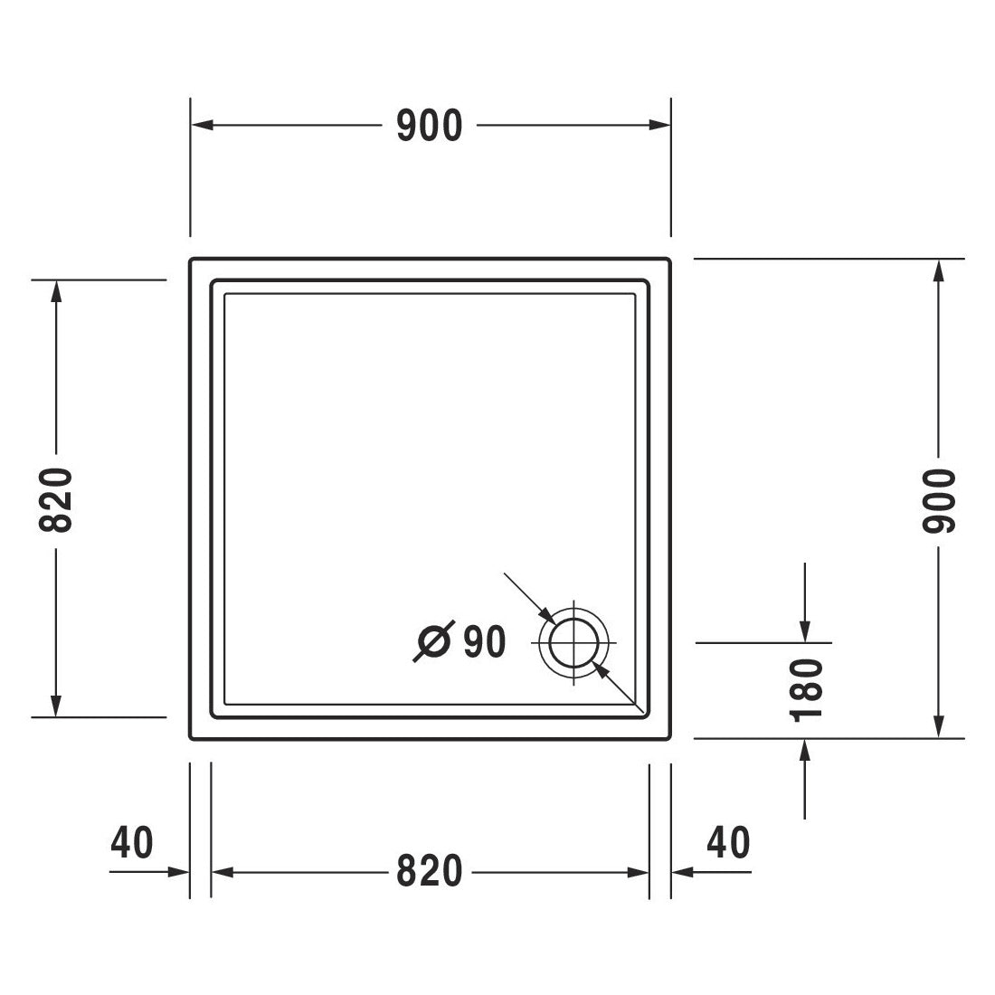 DURAVIT Receveur de douche en acrylique Starck Slimline