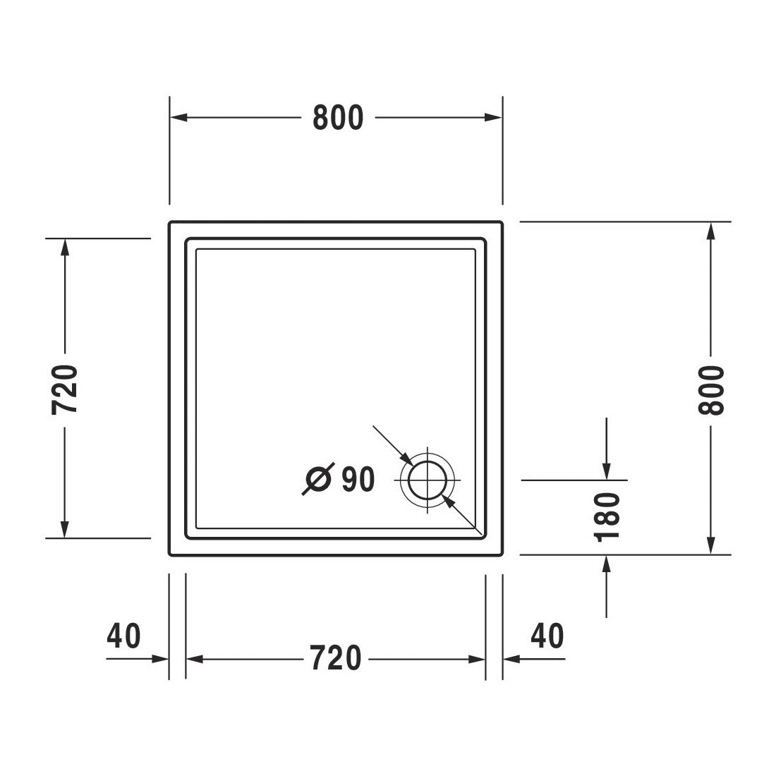 DURAVIT Receveur de douche en acrylique Starck Slimline