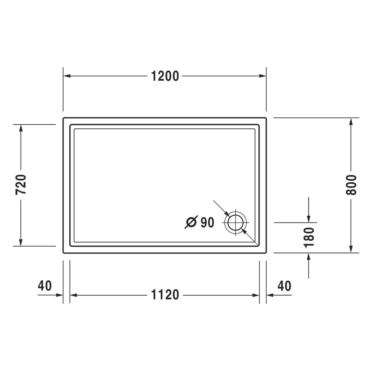 DURAVIT Receveur de douche en acrylique Starck Slimline