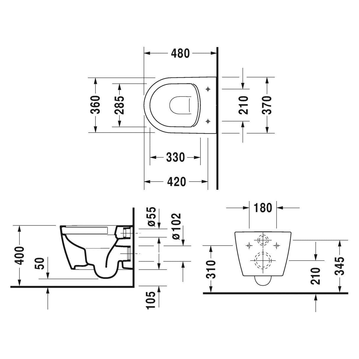 DURAVIT Pack WC suspendu compact sans bride ME by Starck