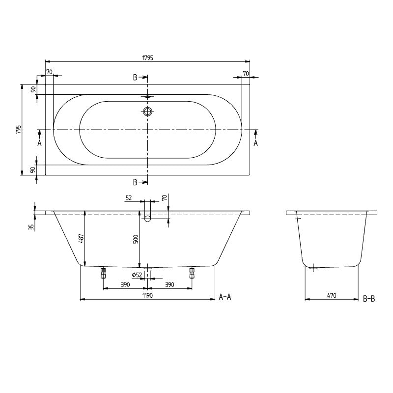 Villeroy & Boch Baignoire rectangulaire 2 places 180x80cm O.novo