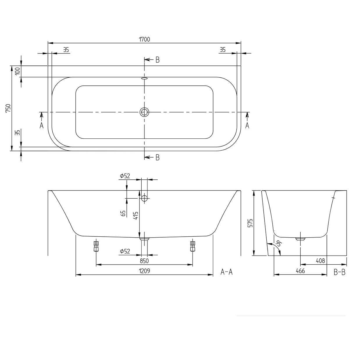 Villeroy & Boch Baignoire murale Architectura
