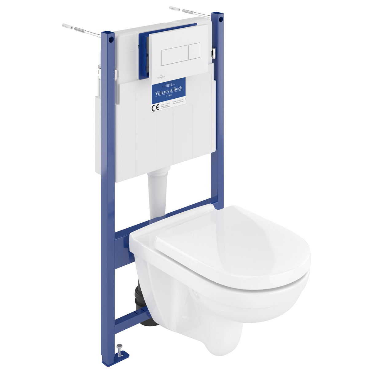 Villeroy & Boch Bâti-support sol-mur avec plaque de déclenchement et Cuvette suspendue O.Novo