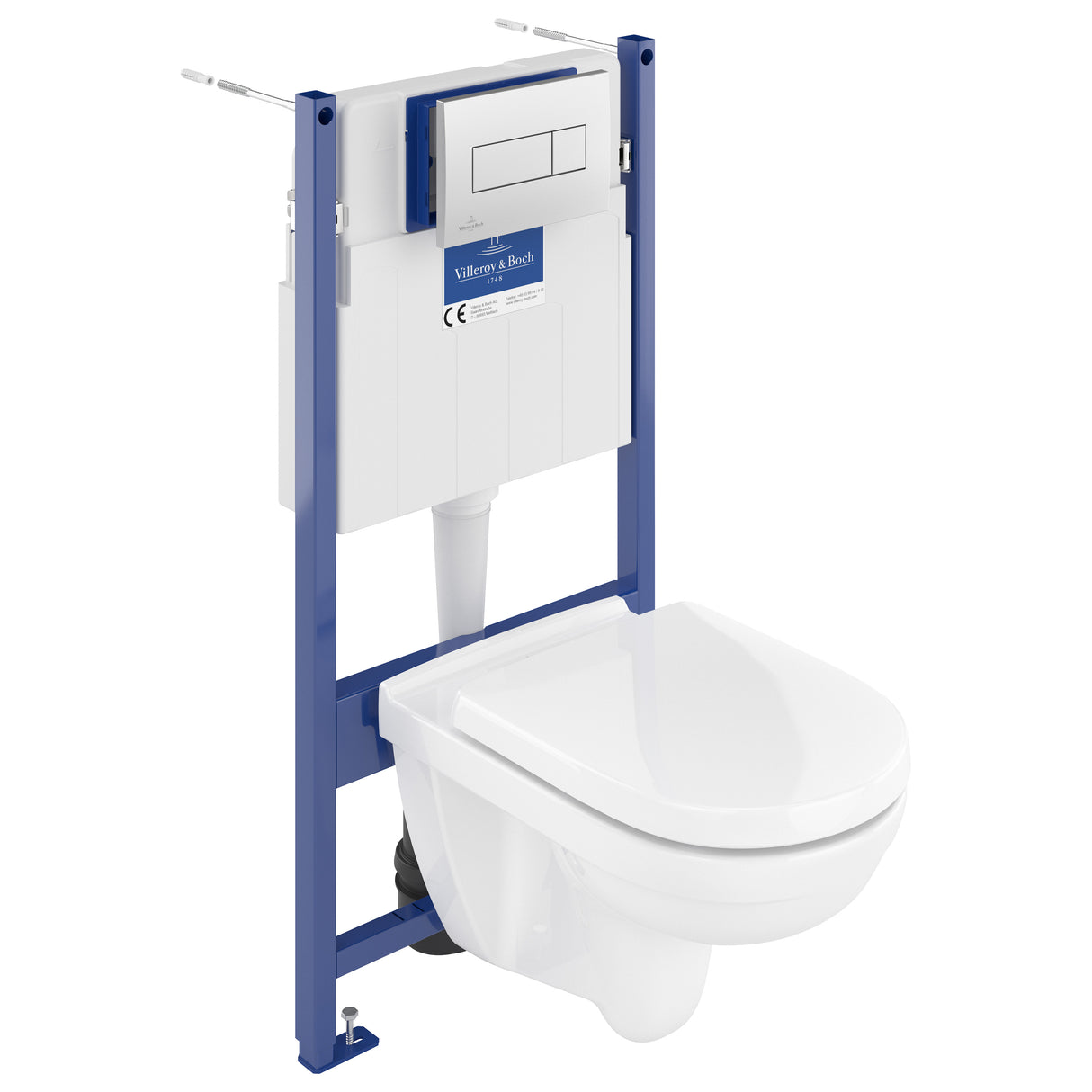 Villeroy & Boch Bâti-support sol-mur avec plaque de déclenchement et Cuvette suspendue O.Novo