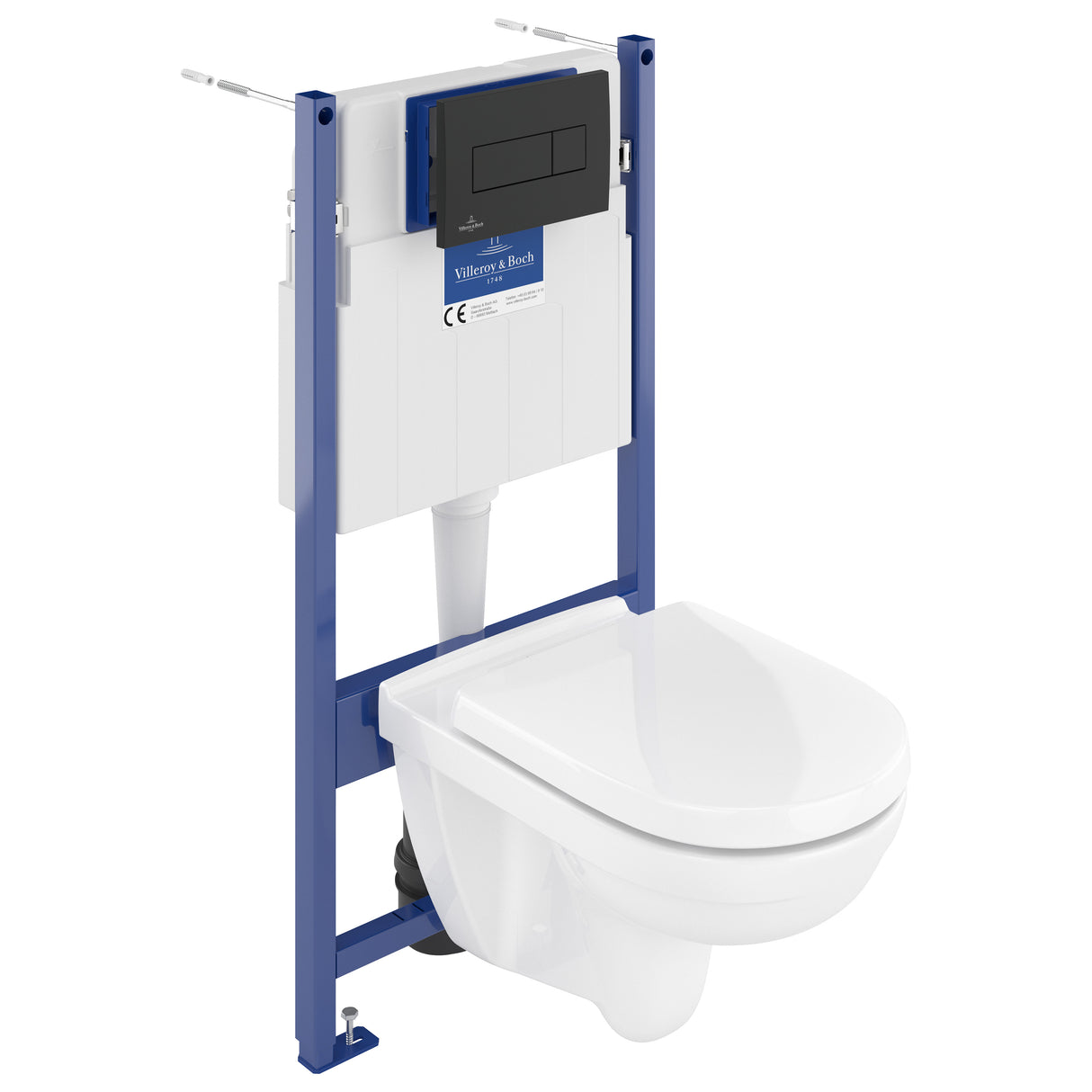 Villeroy & Boch Bâti-support sol-mur avec plaque de déclenchement et Cuvette suspendue O.Novo