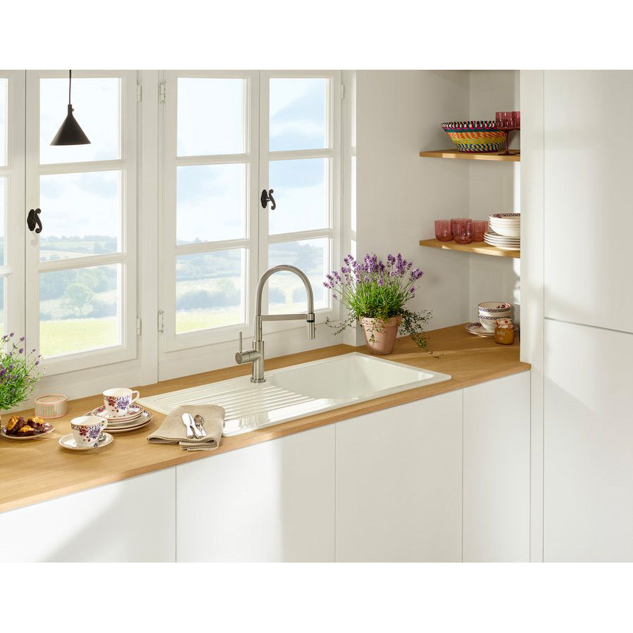 Villeroy & Boch Mitigeur cuisine rabattable Steel Expert Compact Window, acier inoxydable massif