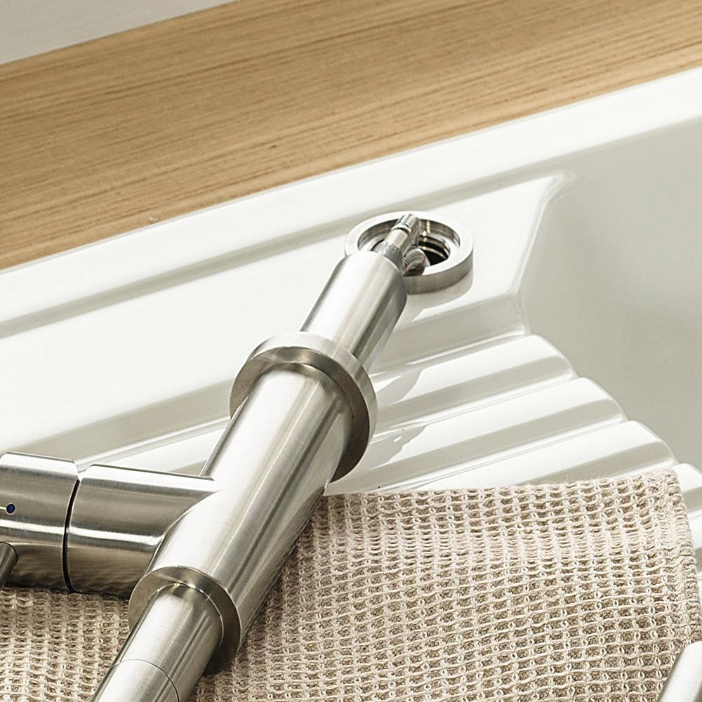 Villeroy & Boch Mitigeur cuisine rabattable Steel Expert Compact Window, acier inoxydable massif