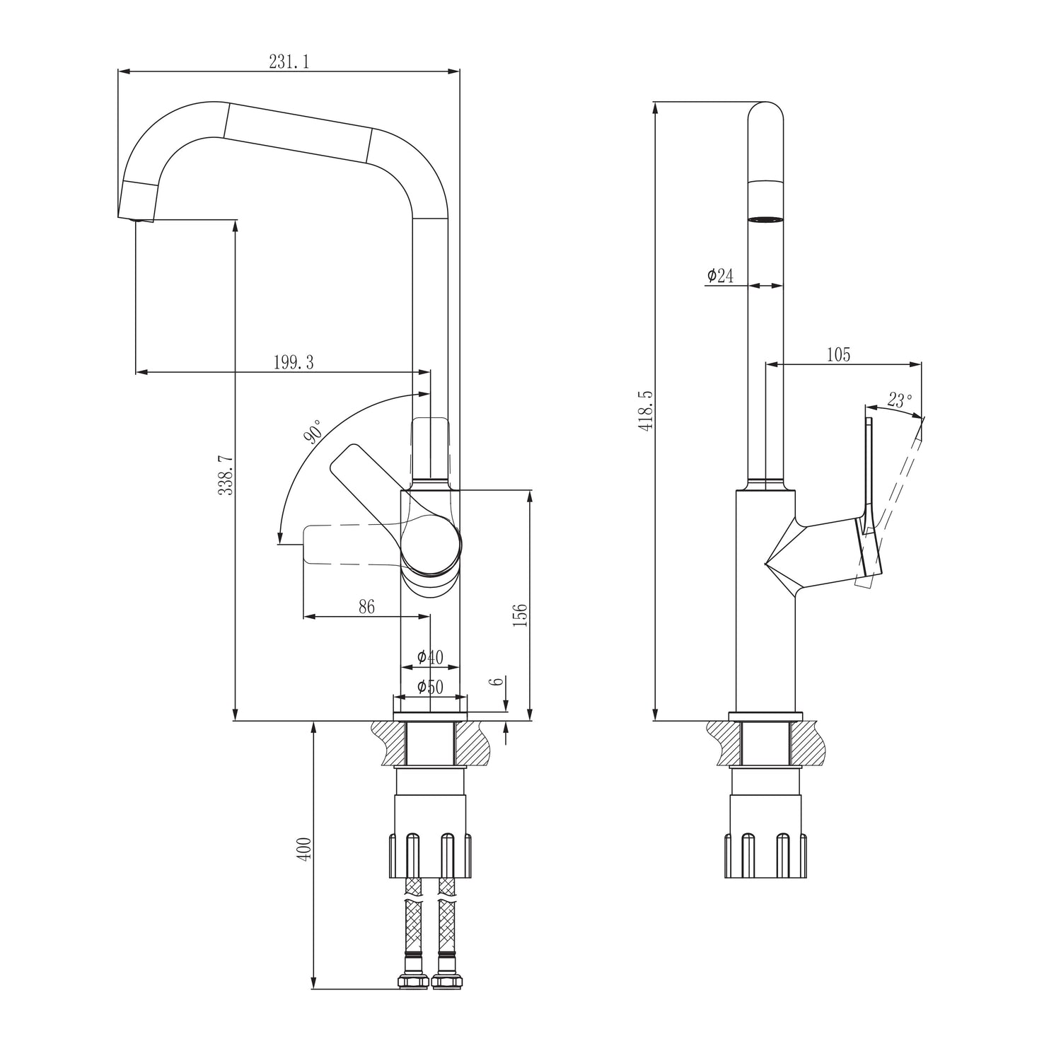 Villeroy & Boch Mitigeur de cuisine bec haut finition chromée