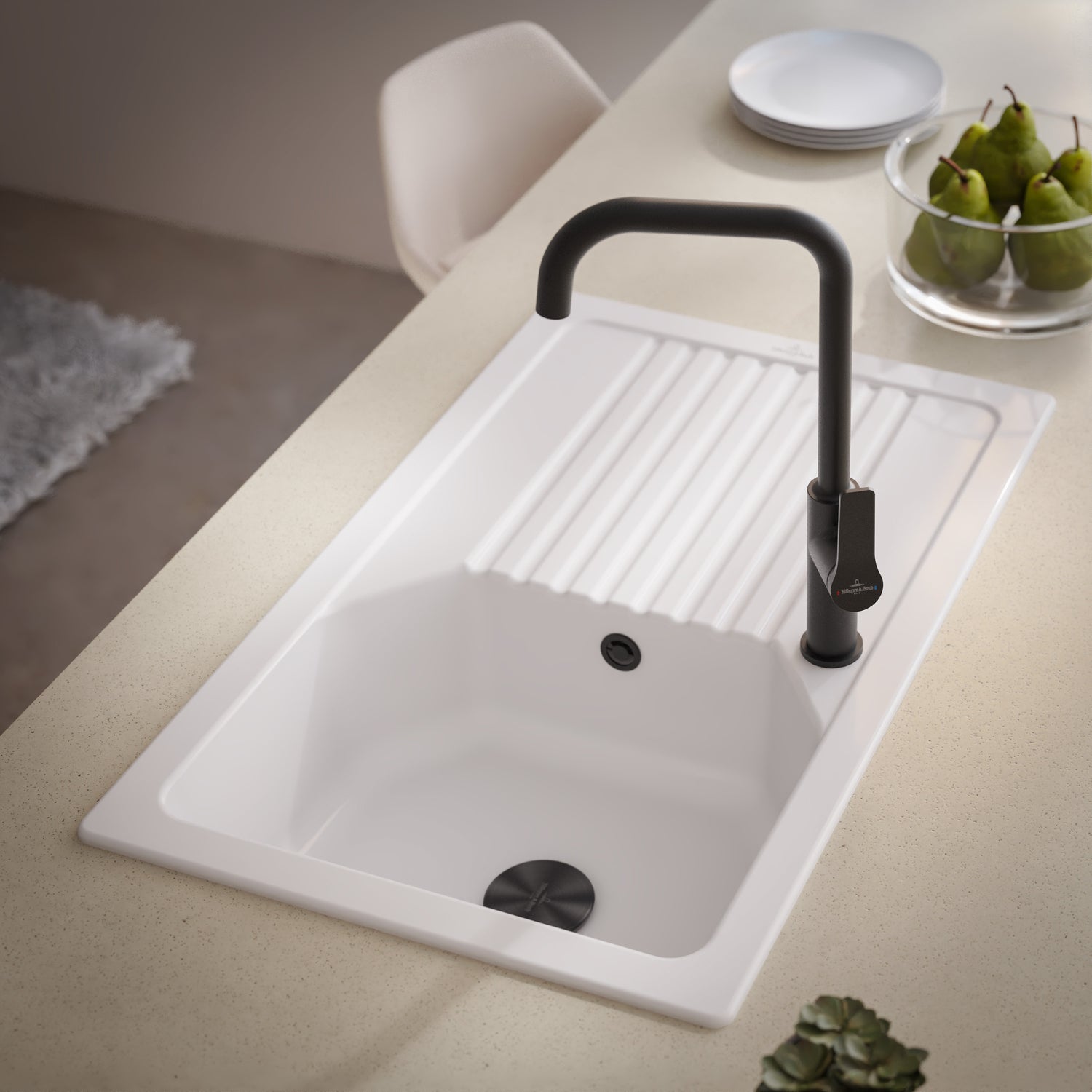 Villeroy & Boch Mitigeur de cuisine bec haut finition satinée noir