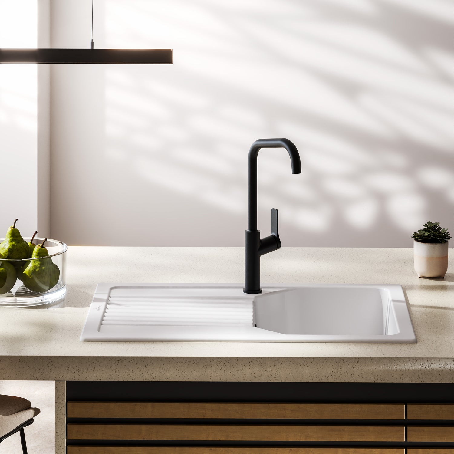 Villeroy & Boch Mitigeur de cuisine bec haut finition satinée noir