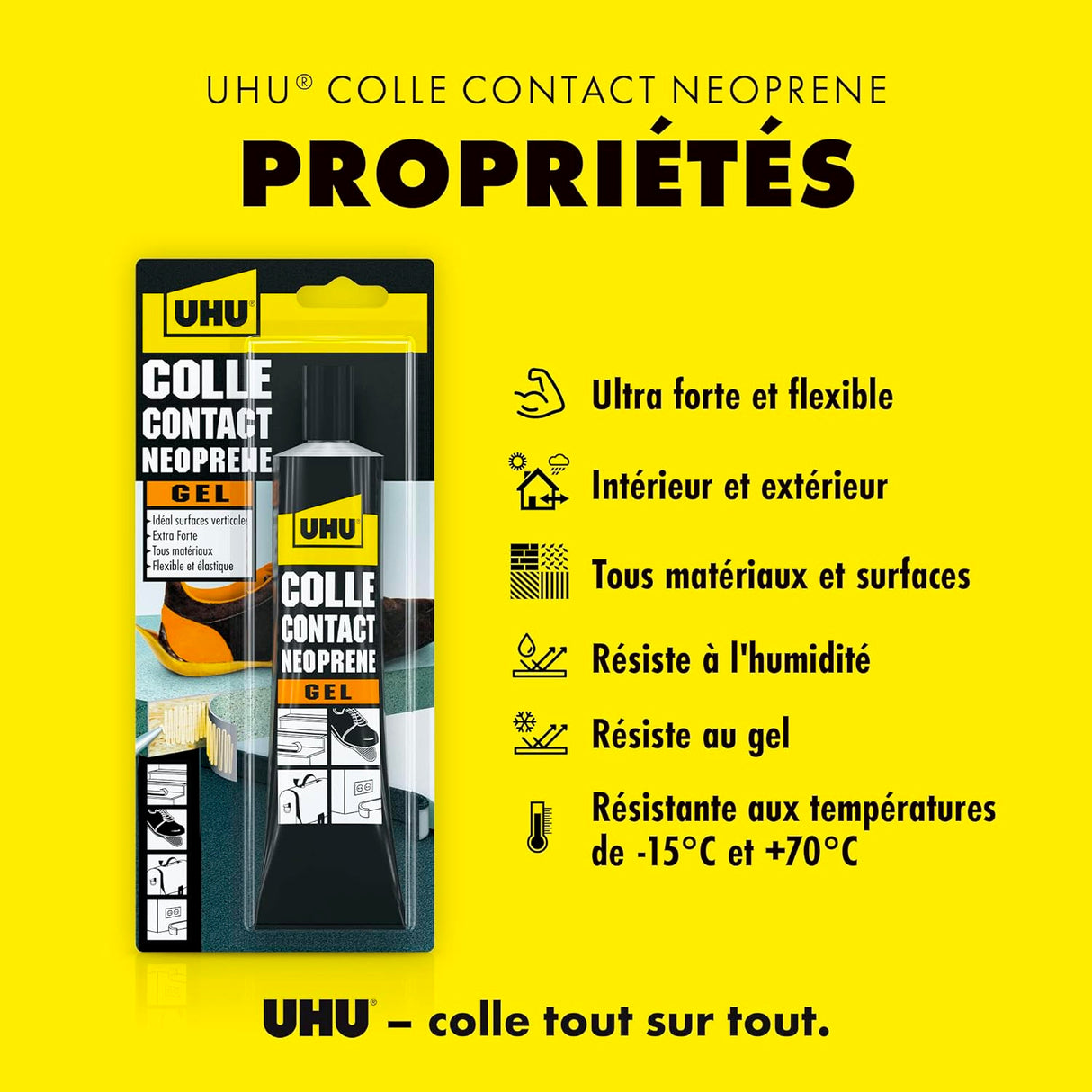UHU Contact néoprène gel - Colle super forte universelle et gélifiée, ne goutte pas et ne file pas, adhère immédiatement, transparente, tube 120g