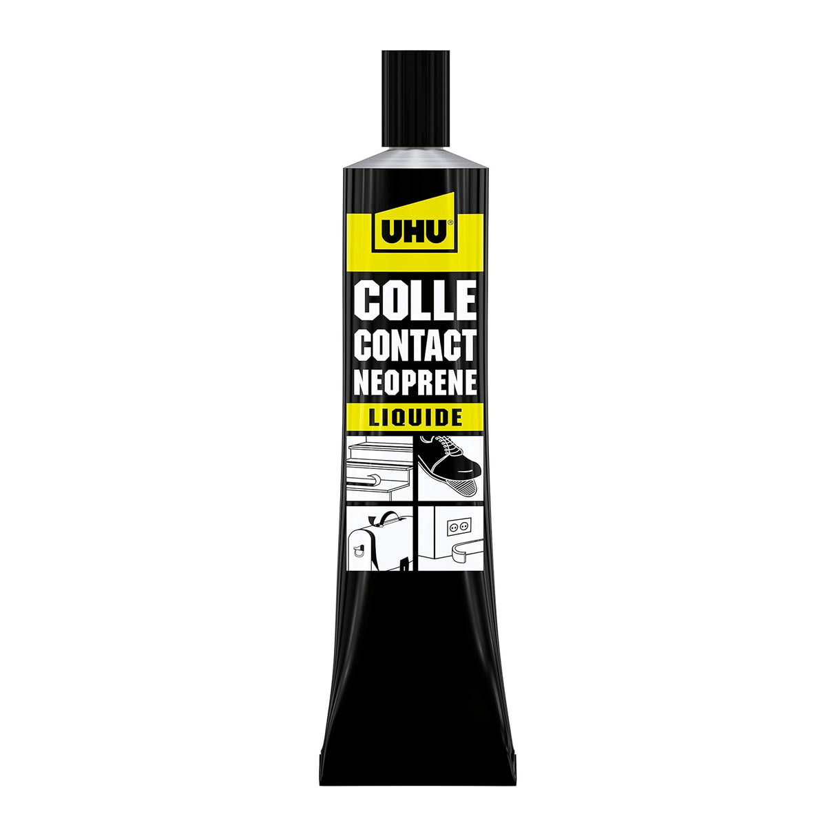 UHU Contact Néoprène liquide - Colle super forte universelle et liquide, adhère immédiatement, transparente, tube 120g