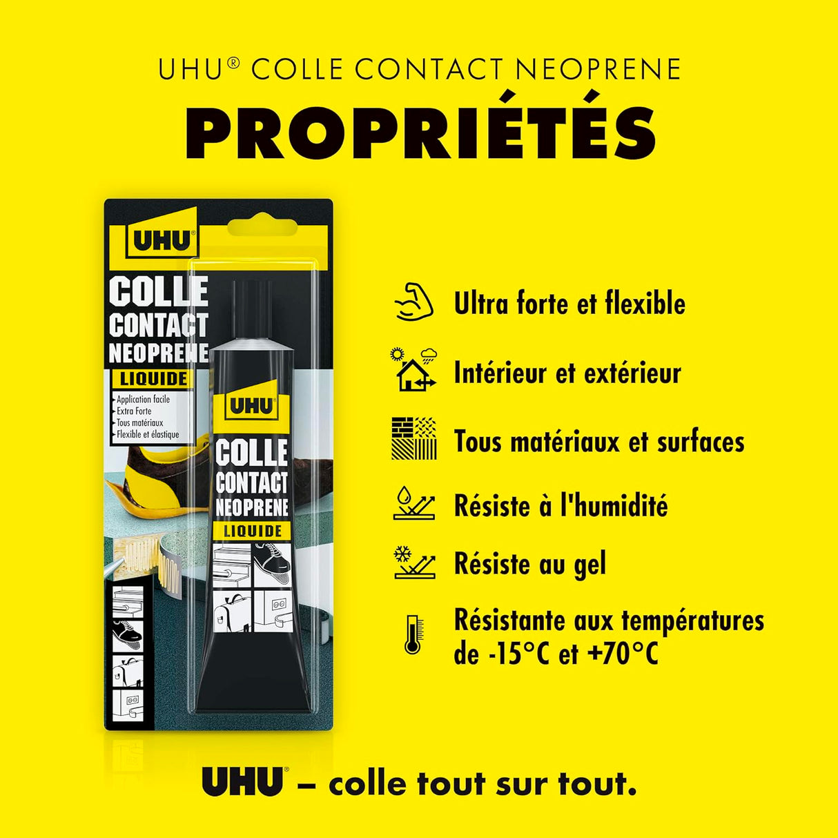 UHU Contact Néoprène liquide - Colle super forte universelle et liquide, adhère immédiatement, transparente, tube 120g