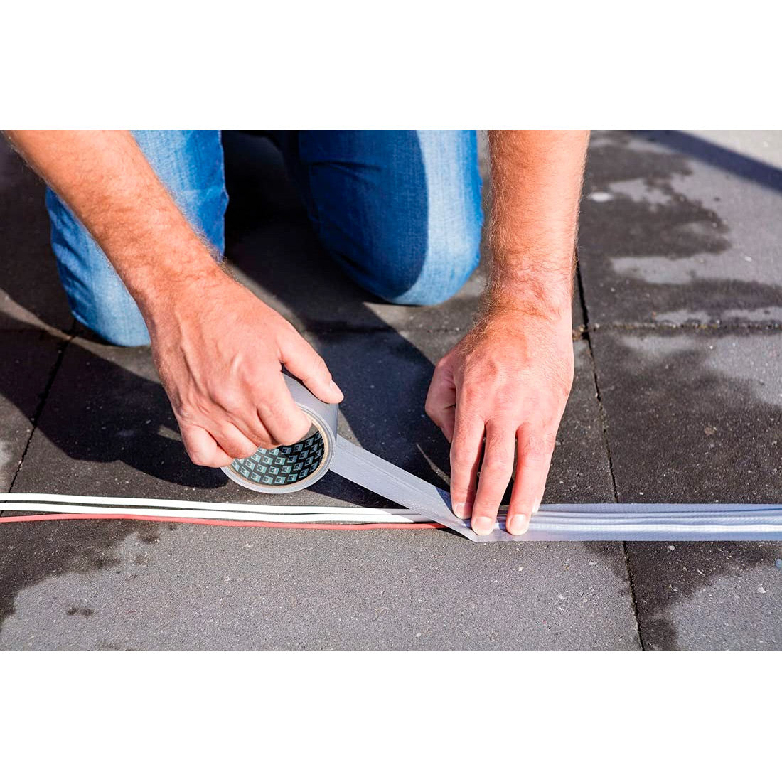 UHU Rollafix power repair - Ruban adhésif toilé waterproof pour réparer, consolider, colmater, connecter, gris, 10mx 50mm