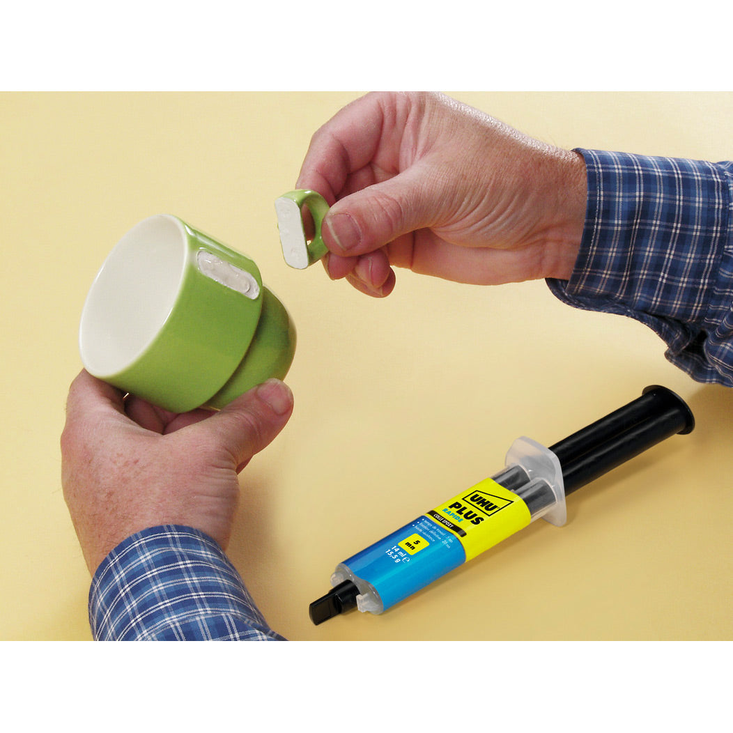 UHU Colle époxy plus rapide - Colle époxy 2 composants, super forte, très rapide et précise, serringue avec canule auto-mélangeuse, transparent, 15g